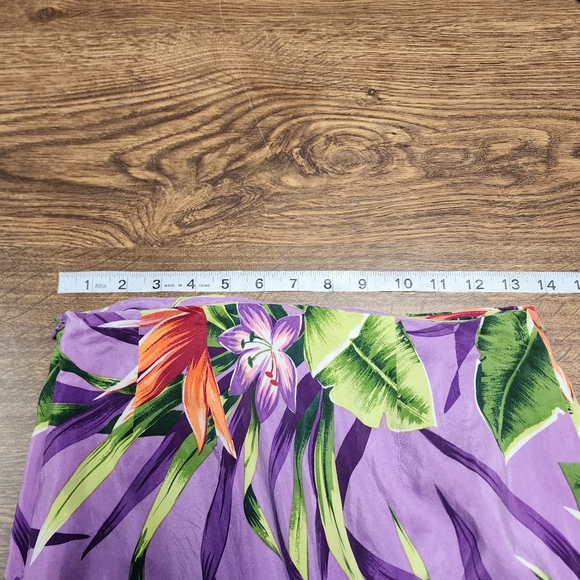 Women's 100% Silk Bold Floral Print Faux Wrap Skirt Size 4 - Picture 9 of 11